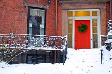 Boston, Massachusetts, ABD 'de kar yağışının stok görüntüsü