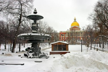 Boston, Massachusetts, ABD 'de kar yağışının stok görüntüsü