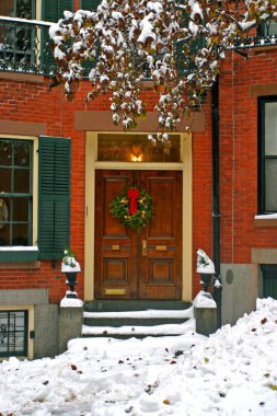 Boston, Massachusetts, ABD 'de kar yağışının stok görüntüsü