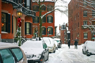 Boston, Massachusetts, ABD 'de kar yağışının stok görüntüsü