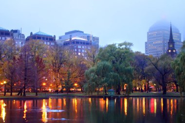 Sonbaharda yapraklar Boston Public Garden'da stok görüntü