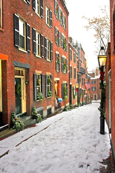 Boston, massachusetts, usa 의 눈내리는 겨울의 이미지 — 스톡 사진