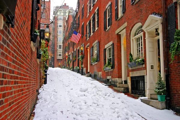 Stock immagine di un inverno nevoso a Boston, Massachusetts, Stati Uniti — Foto Stock