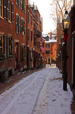 Boston, Massachusetts, ABD 'de kar yağışının stok görüntüsü