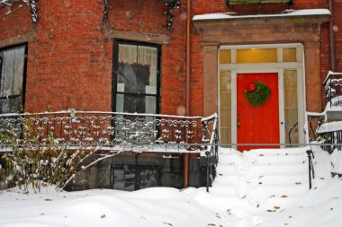 Boston, Massachusetts, ABD 'de kar yağışının stok görüntüsü
