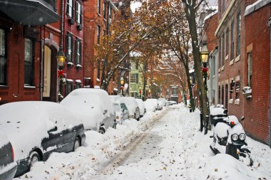 Boston, Massachusetts, ABD 'de kar yağışının stok görüntüsü
