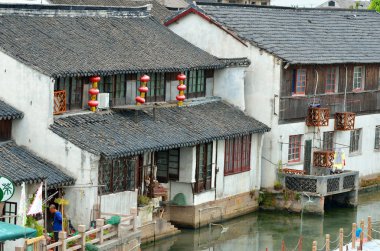 eski köy tarafından nehirde tekne ile shanghai