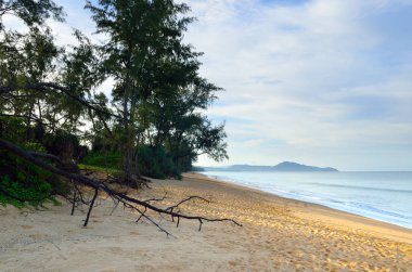 Mai khao beach, Phuket, Tayland, mavi gökyüzü ile güzel bir plaj