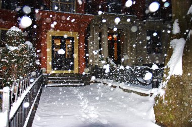 Kar yağıyordu kış stok görüntü, Boston, Massachusetts, bize