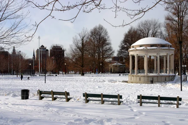 Stock Imagen Invierno Nevando Boston Massachusetts — Foto de Stock