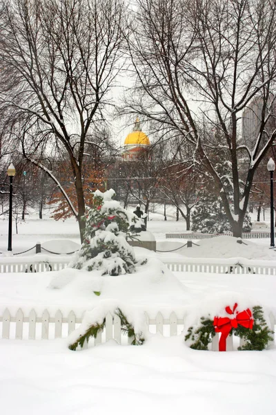 Stock Imagen Invierno Nevando Boston Massachusetts — Foto de Stock