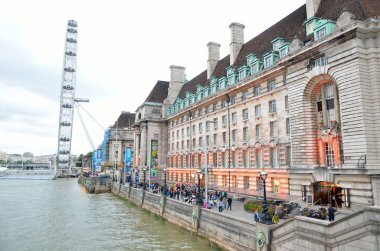 Londra manzarası, yatay, Big Ben, Westminster Sarayı, London Eye, Westminster Bridge, Thames Nehri, Londra, İngiltere, Birleşik Krallık