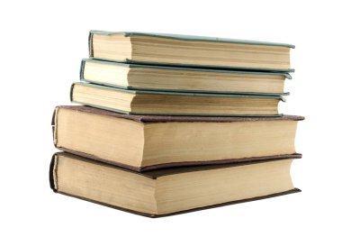 Beyaz arkaplanda izole edilmiş eski kitaplar