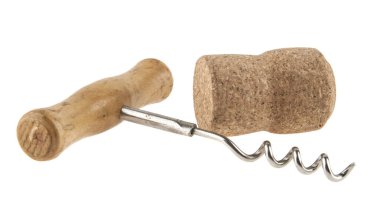 eski tirbuşon beyaz zemin üzerine izole