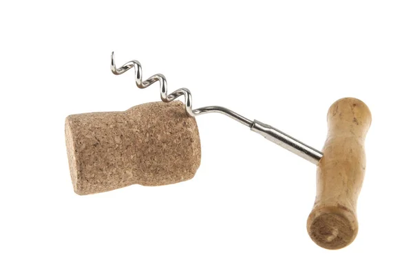 Old corkscrew isolated on white background — Stock Photo, Image