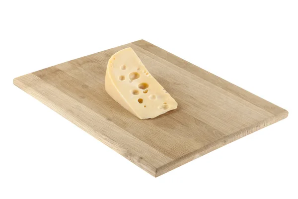 Cheese on a wooden board isolated on a white background — Stock Photo, Image