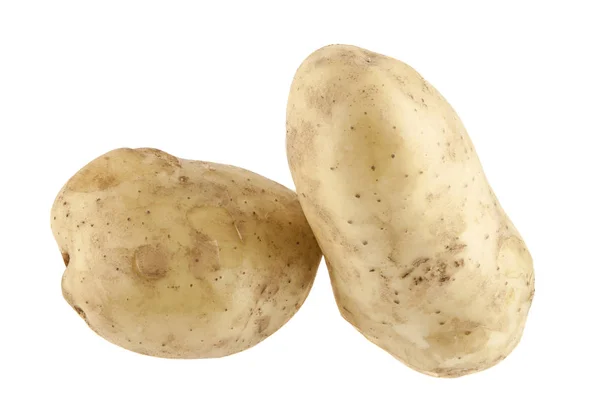 Patatas jóvenes y crudas aisladas sobre un fondo blanco —  Fotos de Stock