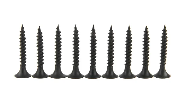 Siyah beyaz arka plan üzerinde izole vida kendi kendine dokunarak