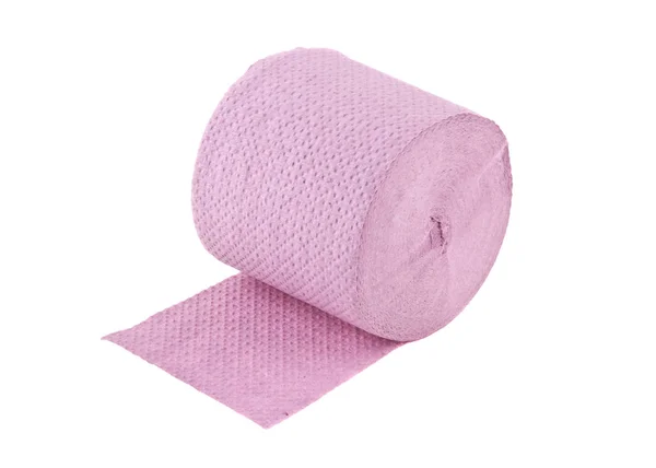 Rollo de papel higiénico rosa aislado sobre fondo blanco — Foto de Stock