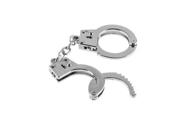 Metal handcuffs isolated on white background — Stock Photo, Image