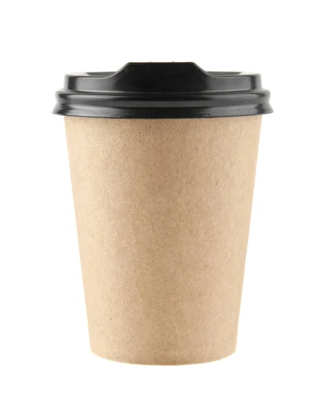 Cardboard disposable cup for coffee isolated on white background — Stock Photo, Image