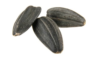 Beyaz arkaplanda izole edilmiş ayçiçeği tohumları