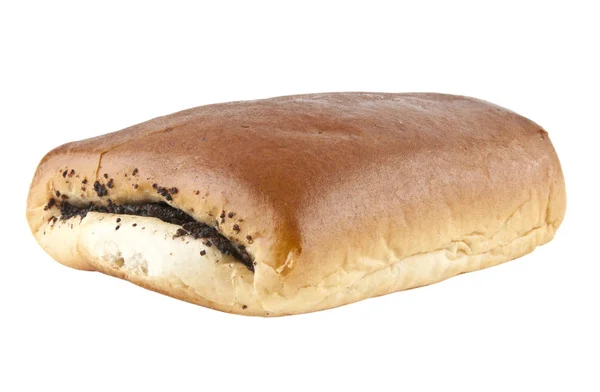 Beyaz arka plan üzerinde izole haşhaş tohumu ile pasta