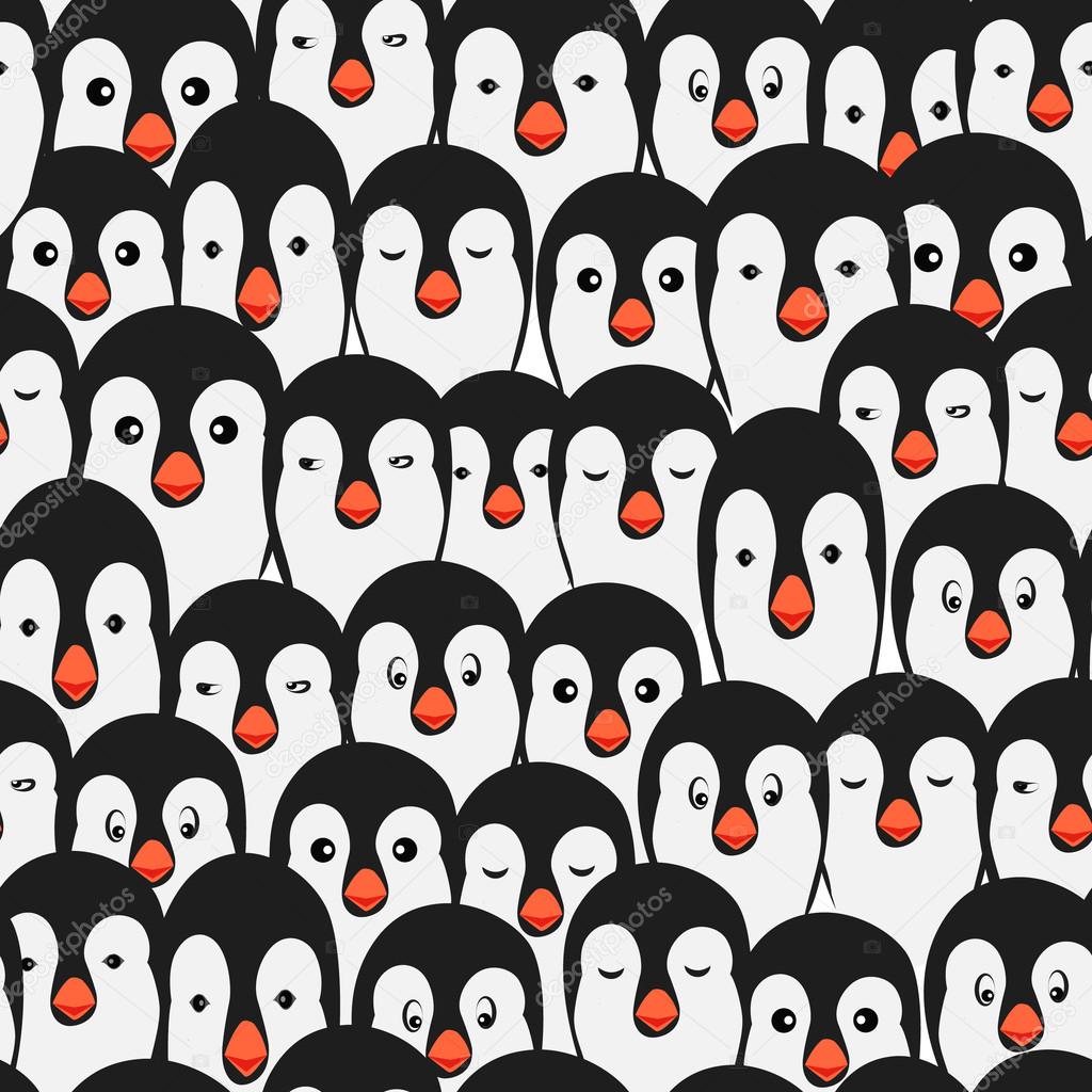 Funny Penguins on background seamless pattern. vector