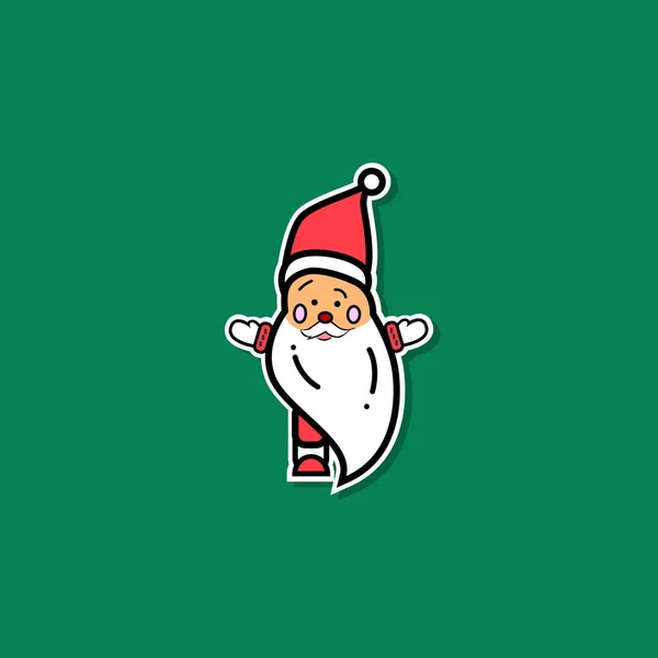 Komik Noel Baba. Basit karakter tasarımı. Etiket, yama, etiket için iyi. — Stok Vektör