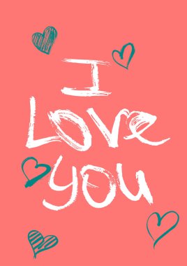 Mutlu Sevgililer günü kartı. El öğeleri fırça tarafından çekilmiş. Vektör çizim