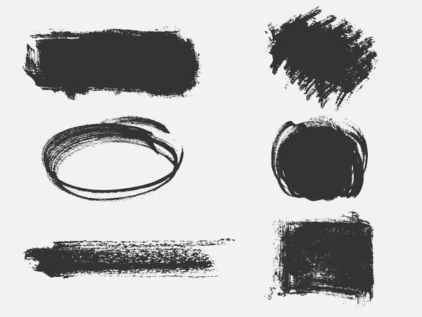 Set of black paint, ink brush strokes, brushes, lines. Dirty artistic design element — Stock Vector