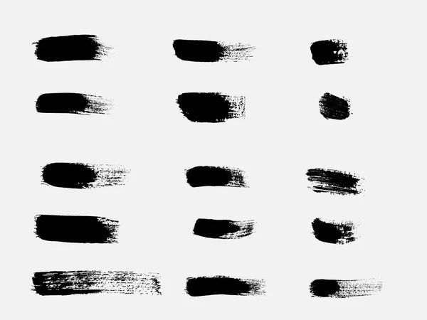 Satz schwarze Farbe, Pinselstriche, Pinsel, Linien. schmutziges künstlerisches Gestaltungselement — Stockvektor