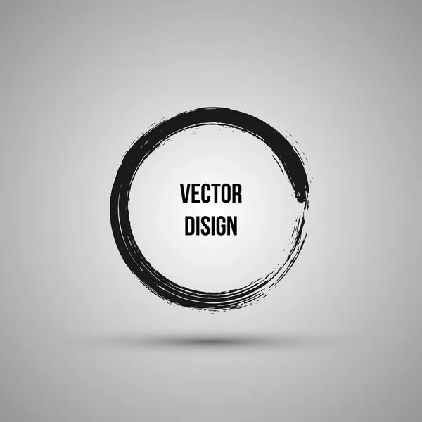 Hand ritat cirkel form. Etikett, logo designelement, ram. Borste abstrakt våg. Vektorillustration. — Stock vektor
