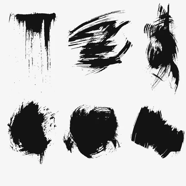 Set of black paint, ink brush strokes, brushes, lines. Dirty artistic design element — Stock Vector