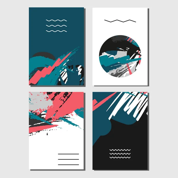 Conjunto de carteles creativos de arte universal. Texturas dibujadas a mano. Invitaciones para fiestas, pancartas, folletos, cubiertas, elementos decorativos . — Vector de stock