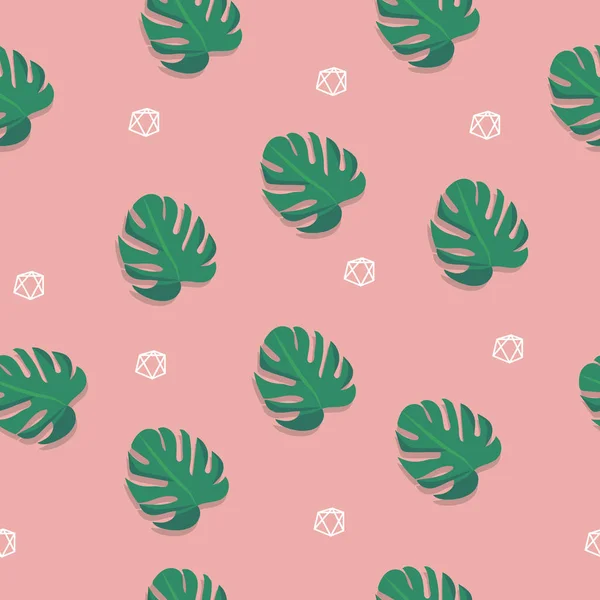 Liście palmowe zielone na różowym tle. Wektor wzór. Ilustracja tropikalnych. Dżungli mody drukowania dla projektu. — Wektor stockowy