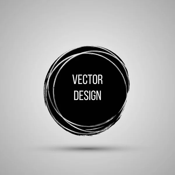 Forme de cercle dessinée à la main. Étiquette, logo élément de conception, cadre. Brosse vague abstraite. Illustration vectorielle . — Image vectorielle