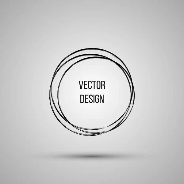 Forma de círculo dibujado a mano. Etiqueta, elemento de diseño de logotipo, marco. Cepille onda abstracta. Ilustración vectorial . — Vector de stock