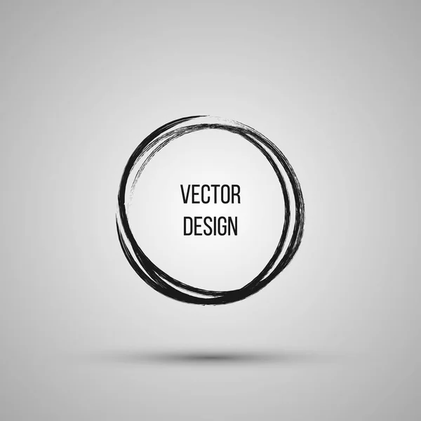 Hand getrokken cirkel vorm. Etiket, logo ontwerpelement, frame. Borstel abstracte Golf. Vectorillustratie. — Stockvector