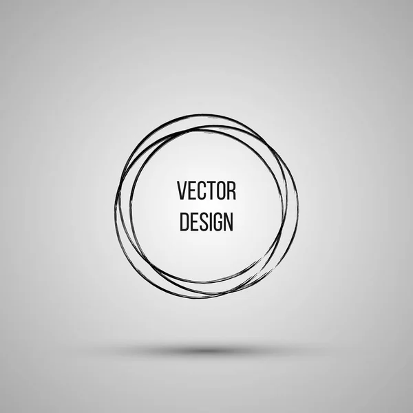 Handgezeichnete Kreisform. Etikett, Logo-Gestaltungselement, Rahmen. Pinsel abstrakte Welle. Vektorillustration. — Stockvektor