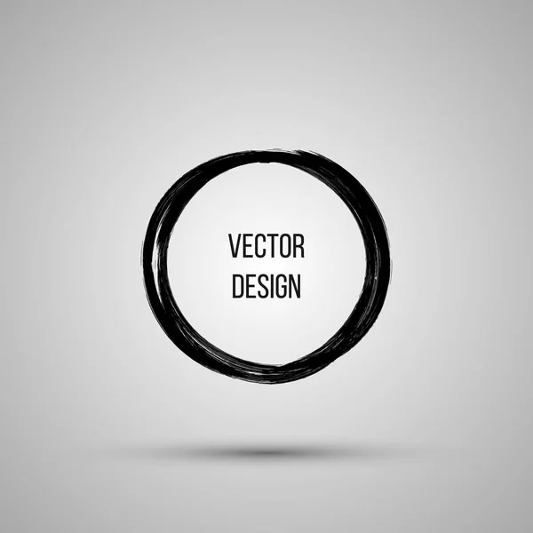 Hand getrokken cirkel vorm. Etiket, logo ontwerpelement, frame. Borstel abstracte Golf. Vectorillustratie. — Stockvector