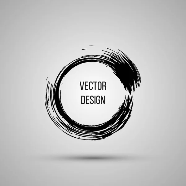 Forme de cercle dessinée à la main. Étiquette, logo élément de conception, cadre. Brosse vague abstraite. Illustration vectorielle . — Image vectorielle