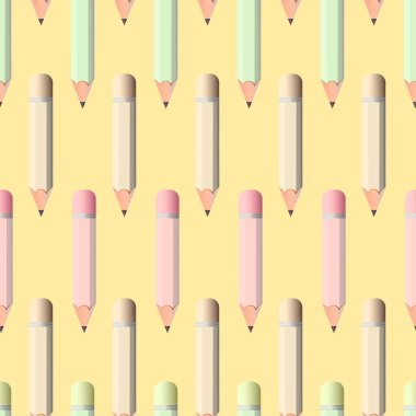 Dikişsiz desen renkli kalemler. Vektör çizim