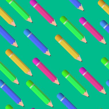 Dikişsiz desen renkli kalemler. Vektör çizim