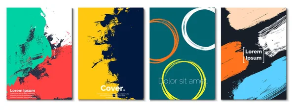 Reihe von kreativen künstlerischen Covers. handgezeichnete Texturen und Muster. trendige Grafik-Design-Vorlage. — Stockvektor