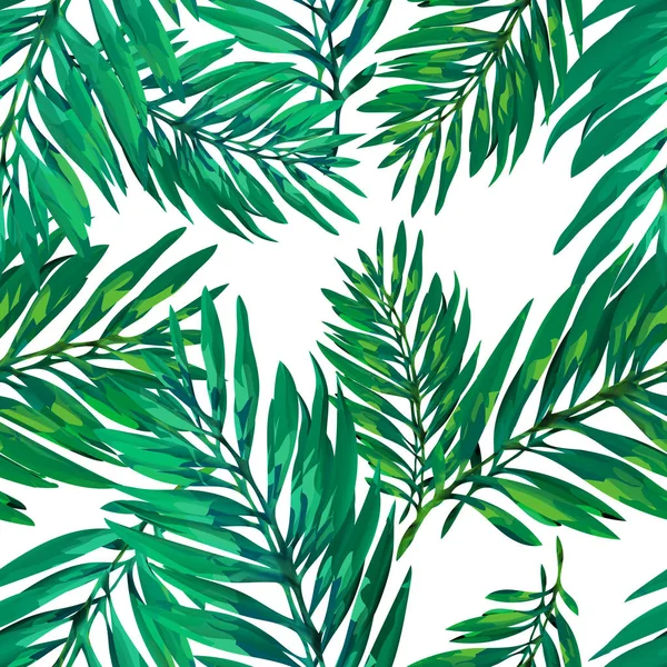 Тропические листья пальм. Модный дизайн печати с абстрактной листвы джунглей. Экзотический бесшовный фон. Векторная иллюстрация — стоковый вектор