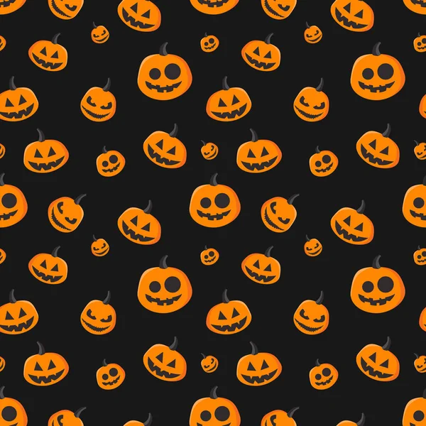 Siyah arka planda balkabakları olan kusursuz Cadılar Bayramı Deseni.