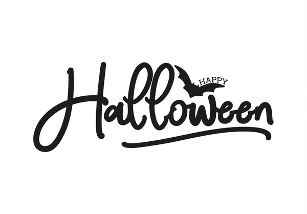 Happy Halloween vector belettering. Vakantie kalligrafie met bat voor spandoek, poster, wenskaart, uitnodiging voor feest. Vectorillustratie. — Stockvector