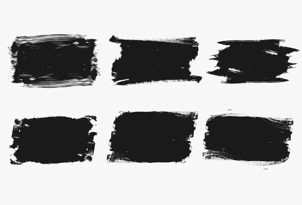 Satz schwarze Farbe, Pinselstriche, Pinsel, Linien. schmutzige künstlerische Gestaltungselemente, Schachteln, Textrahmen. — Stockvektor