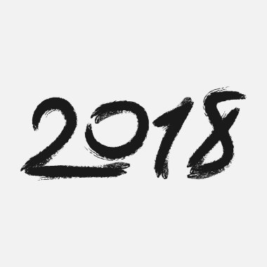 Çin Kaligrafi ile tebrik kartı için 2018 mutlu yeni yıl vektör çizim yazı elle çizilmiş